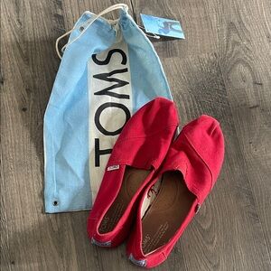 TOMS Vibrant Red Canvas Slip-Ons